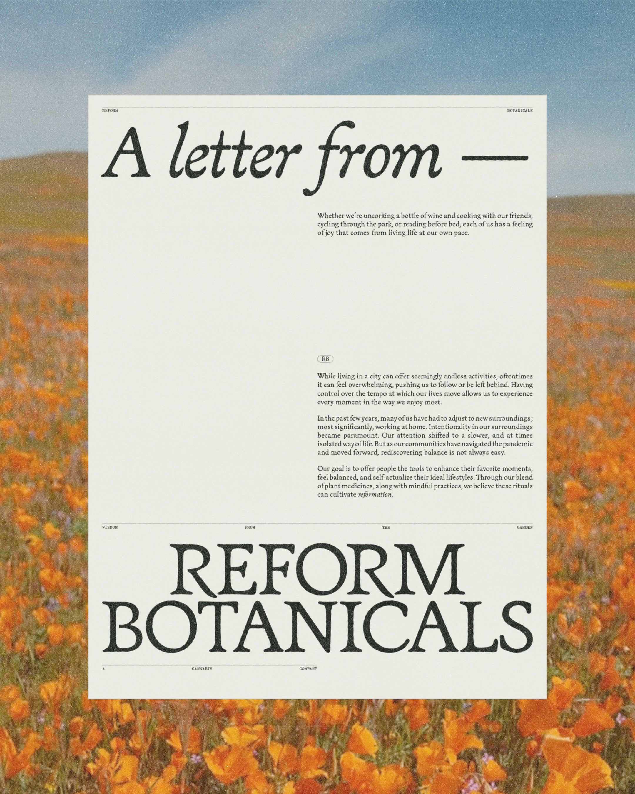 A Letter from Reform Botanicals
