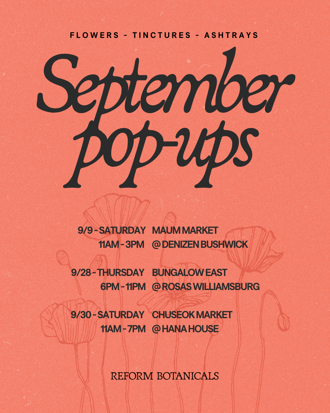 Reform Botanicals September Pop-Ups
