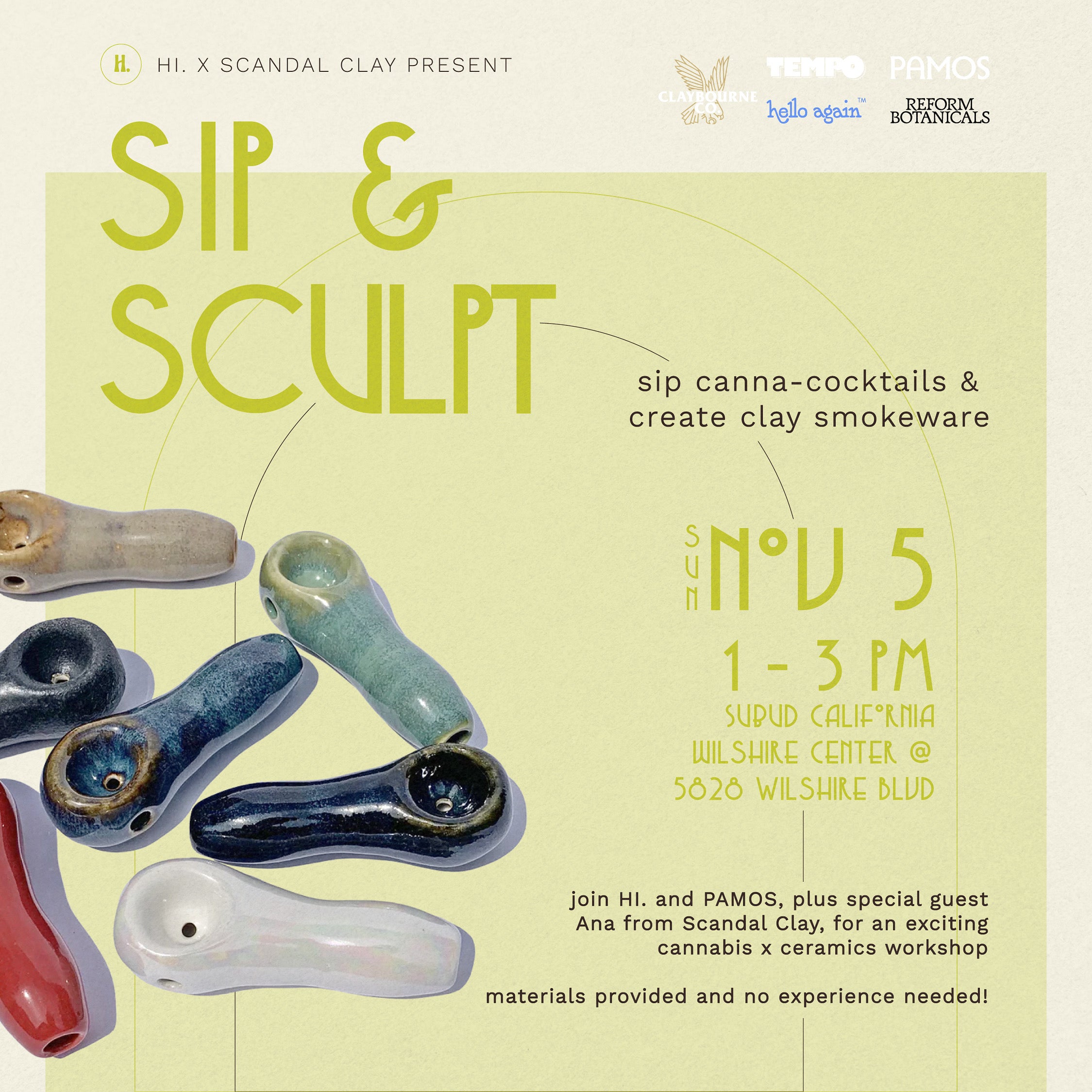 Join us for a ceramics workshop with our friends HI.WCC and Scandal Clay in Los Angeles!