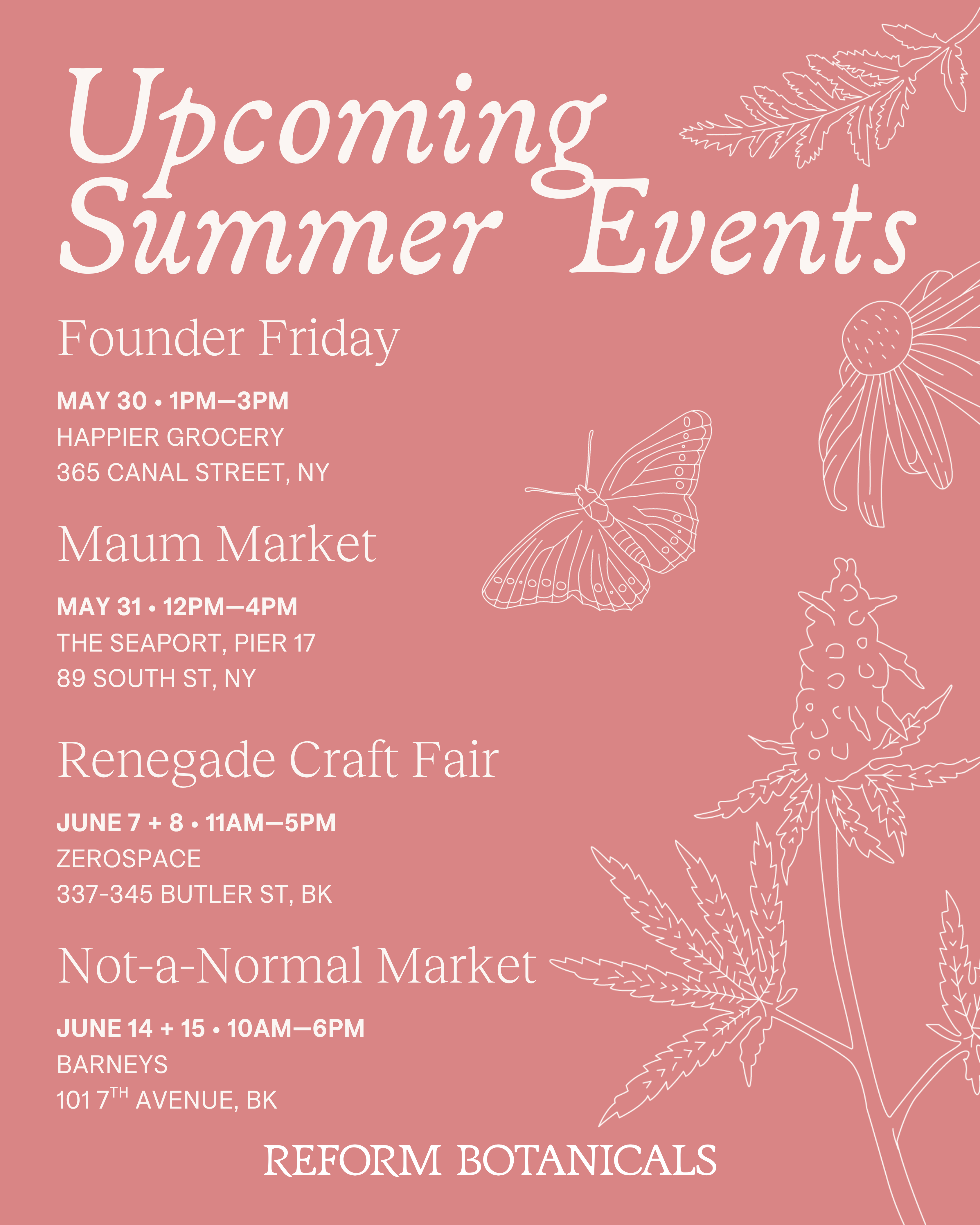 Upcoming summer events with Reform Botanicals 🌞🌿